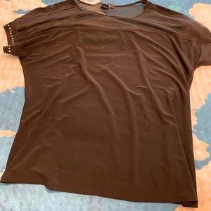 Black top size L with mesh and sequins on top half